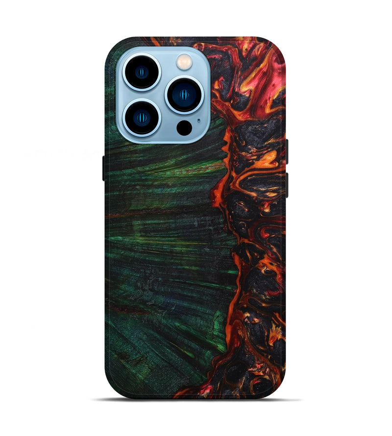 iPhone 14 Pro Wood+Resin Live Edge Phone Case - Meaghan (Red, 631541)