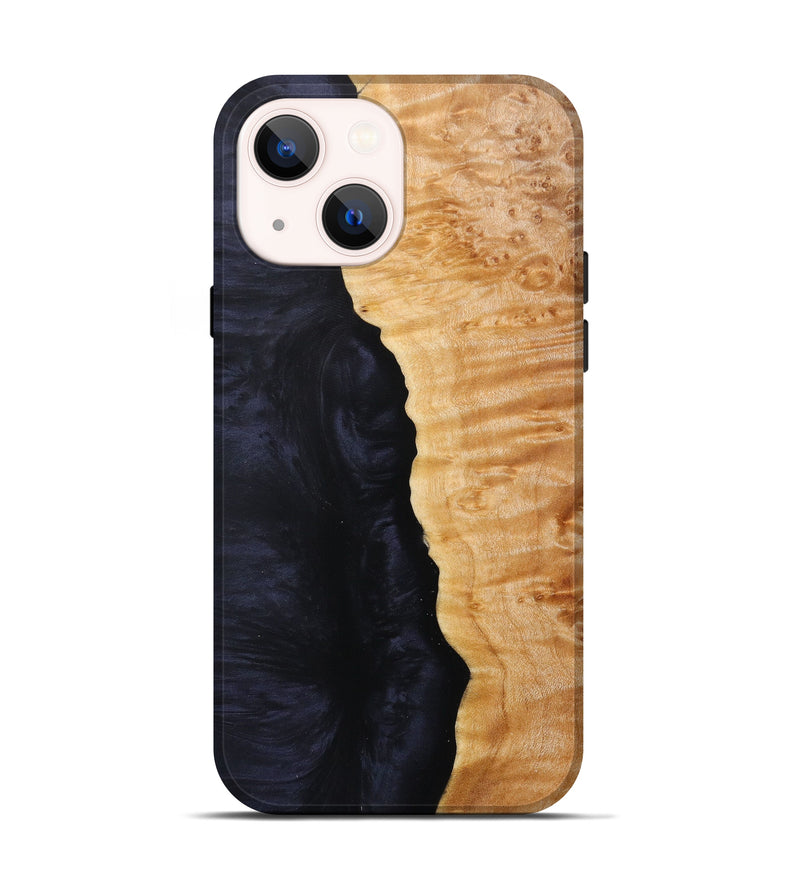 iPhone 13 Wood+Resin Live Edge Phone Case - Gisele (Pure Black, 614560)