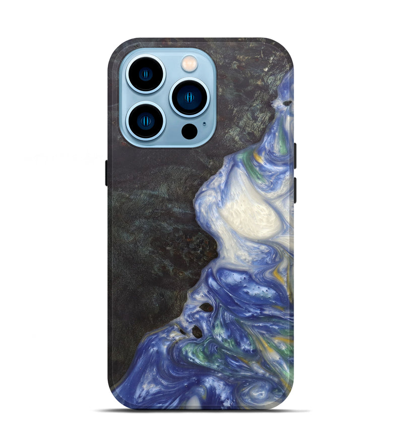 iPhone 14 Pro Wood+Resin Live Edge Phone Case - Ebba (Light Blue, 598642)