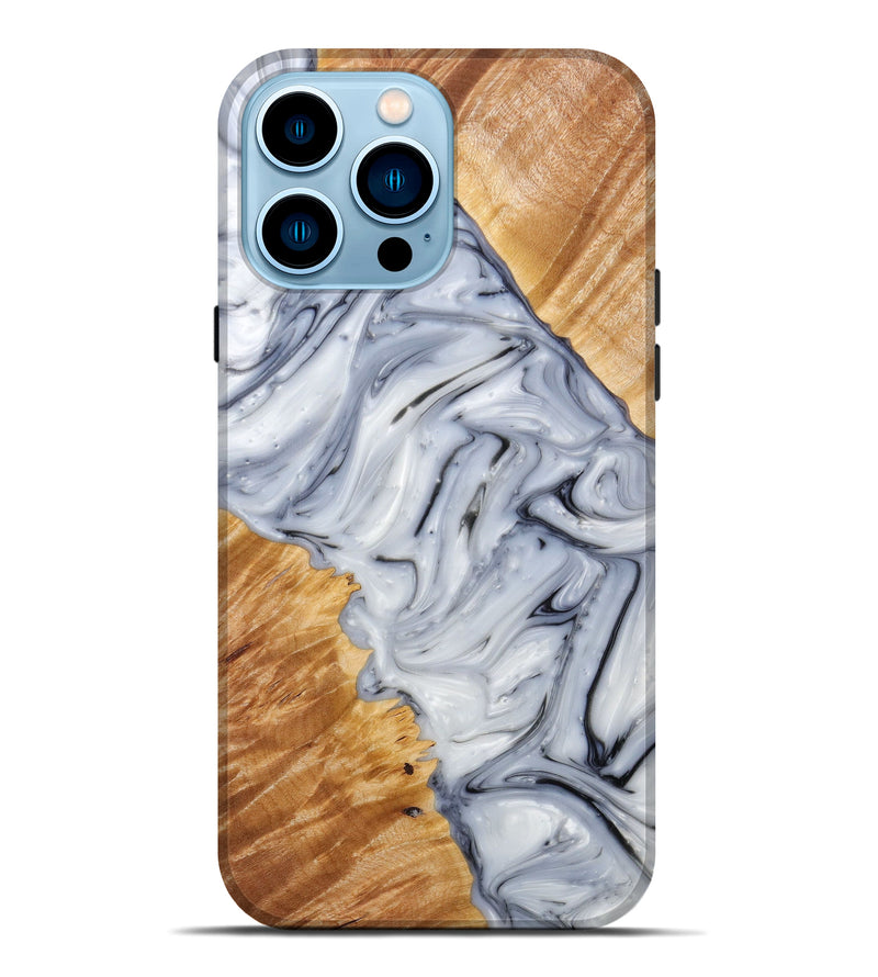 iPhone 14 Pro Max Wood+Resin Live Edge Phone Case - Keith (Black & White, 614953)
