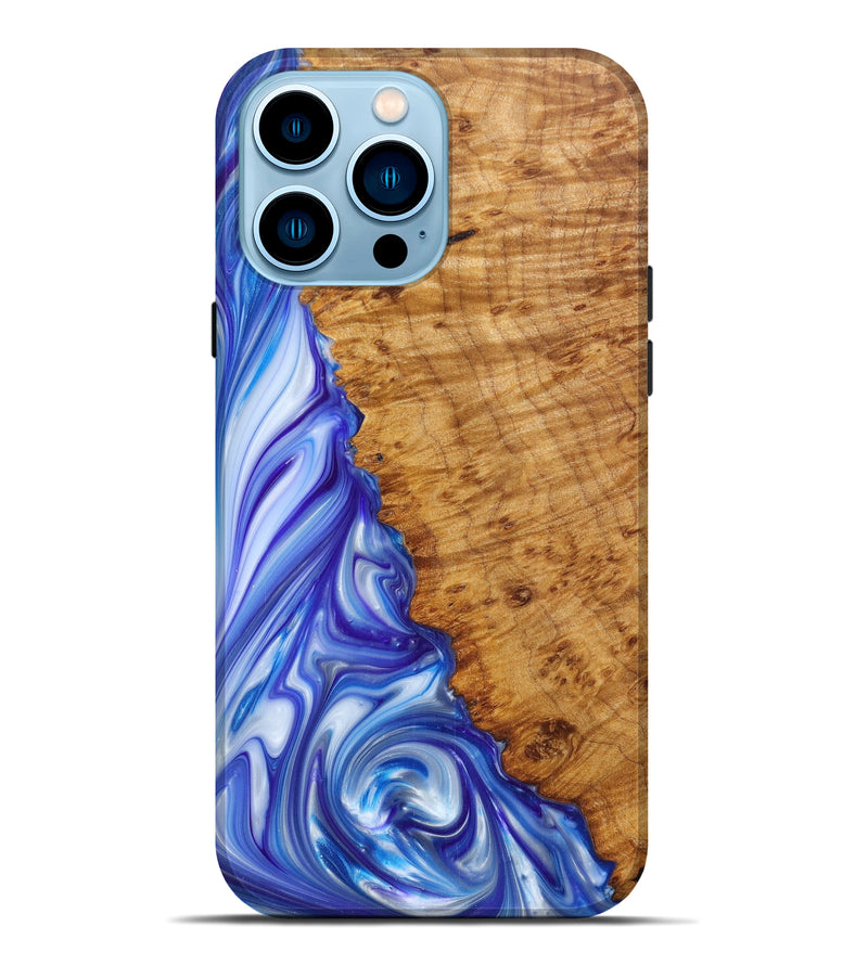 iPhone 14 Pro Max Wood+Resin Live Edge Phone Case - Lillyanna (Blue, 616933)