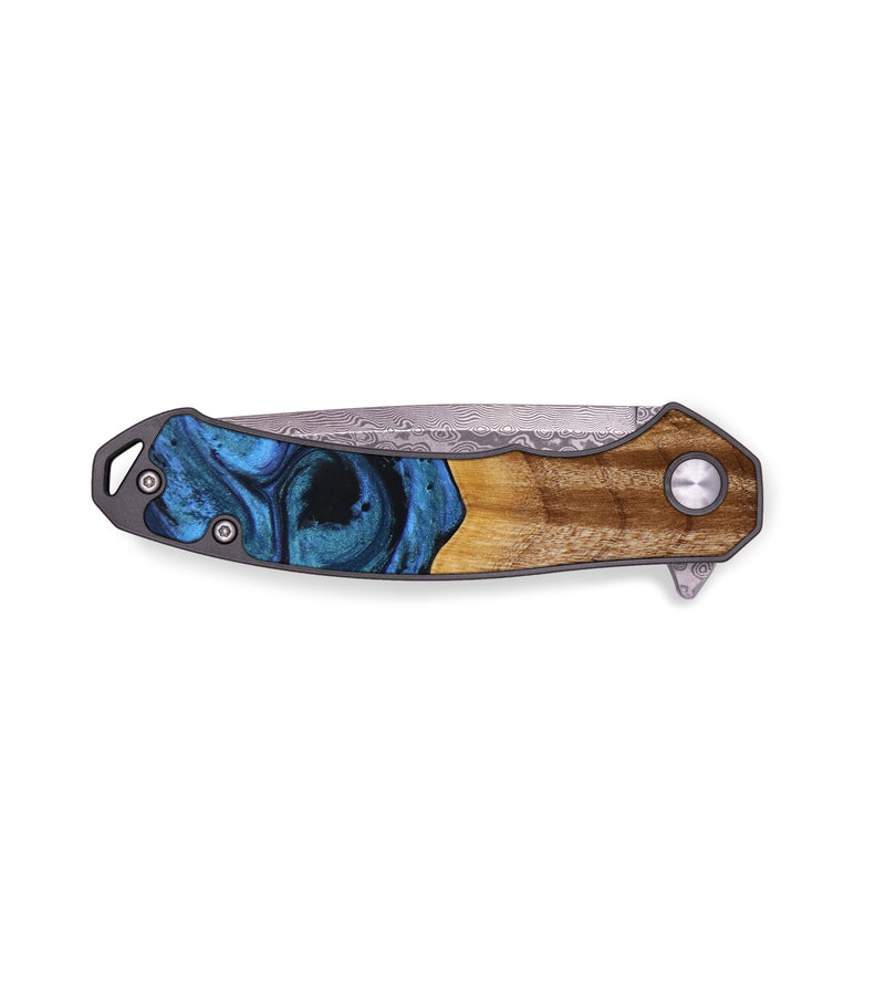 EDC Wood+Resin Pocket Knife - Kris (Blue, 645153)