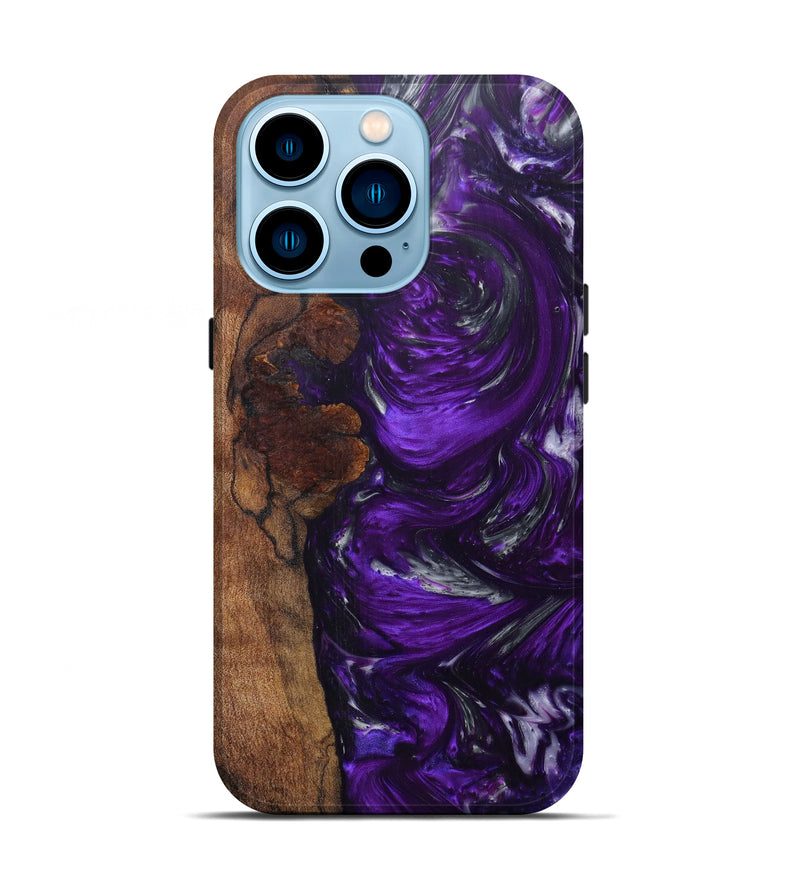 iPhone 14 Pro Wood+Resin Live Edge Phone Case - Kellsie (Purple, 597061)