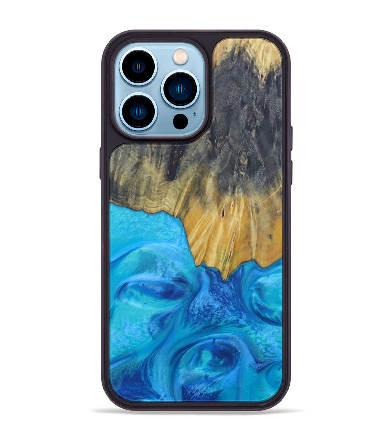 iPhone 14 Pro Max Wood+Resin Phone Case - Ciel (Light Blue, 597613)