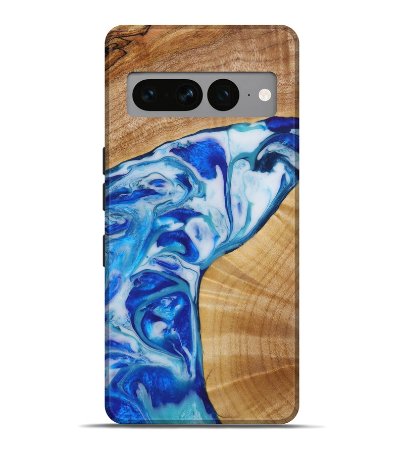 Pixel 7 Pro Wood+Resin Live Edge Phone Case - Scarlett (Blue, 647817)