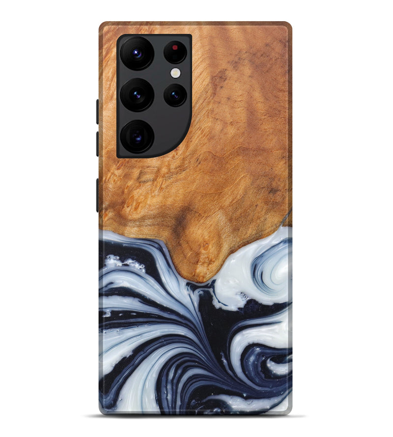 Galaxy S22 Ultra Wood+Resin Live Edge Phone Case - Romola (Black & White, 607104)