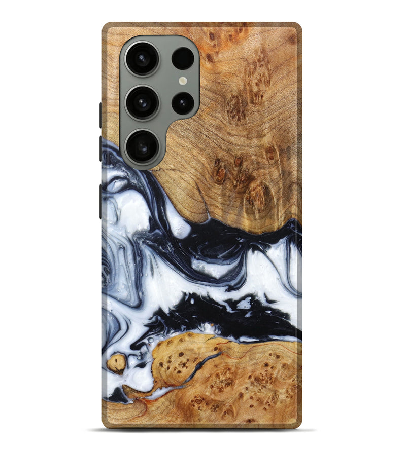 Galaxy S23 Ultra Wood+Resin Live Edge Phone Case - Gladys (Black & White, 628368)