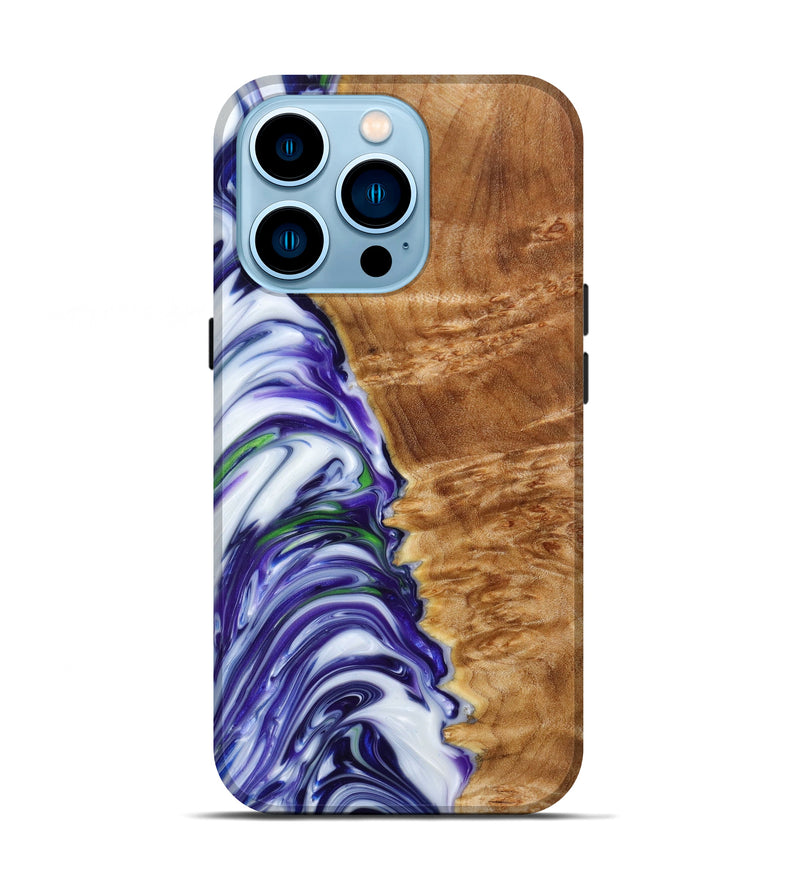 iPhone 14 Pro Wood+Resin Live Edge Phone Case - Jessie (Purple, 639684)