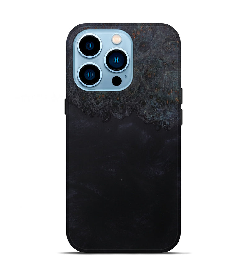 iPhone 14 Pro Wood+Resin Live Edge Phone Case - Alberta (Pure Black, 600535)