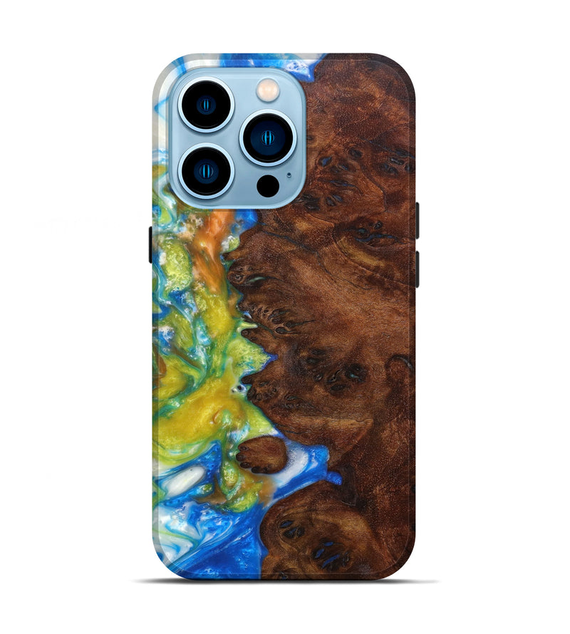 iPhone 14 Pro Wood+Resin Live Edge Phone Case - Latrina (Light Blue, 605506)