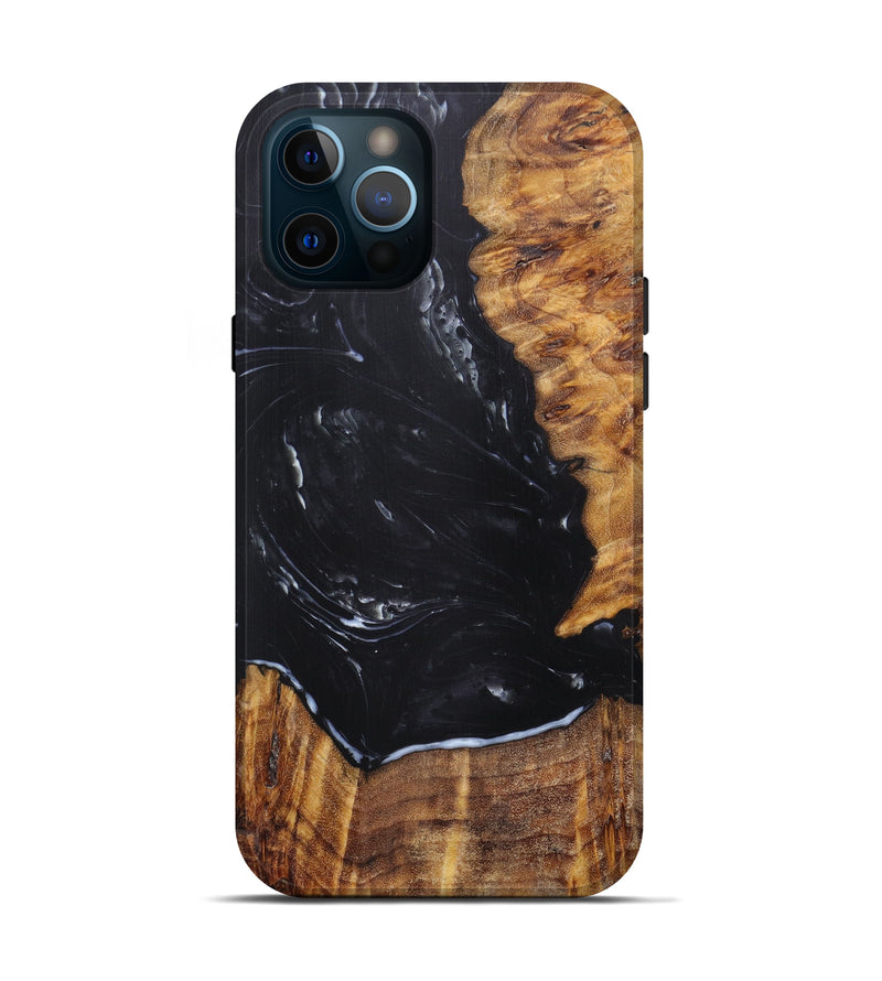 iPhone 12 Pro Wood+Resin Live Edge Phone Case - Ishaan (Pure Black, 611119)