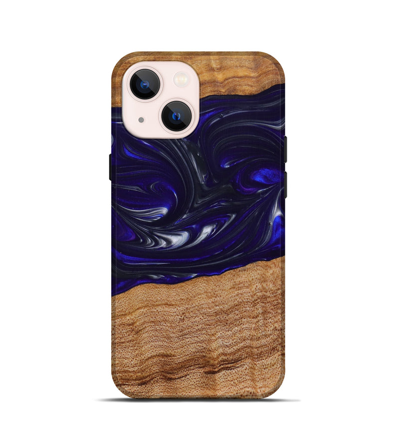 iPhone 13 mini Wood+Resin Live Edge Phone Case - Shaniqua (Blue, 641065)