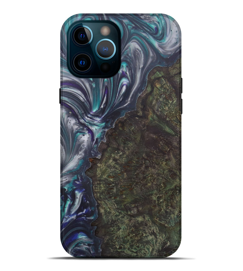 iPhone 12 Pro Max Wood+Resin Live Edge Phone Case - Kedah (Light Blue, 602473)
