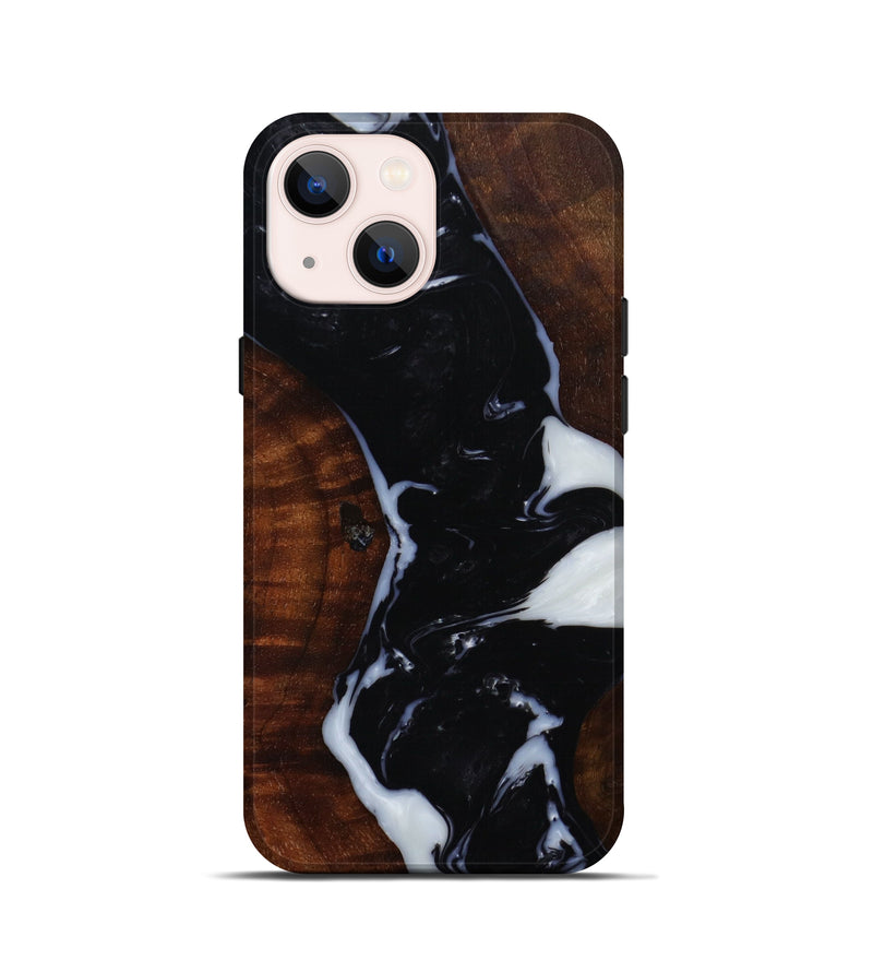iPhone 13 mini Wood+Resin Live Edge Phone Case - Tanya (Black & White, 642862)