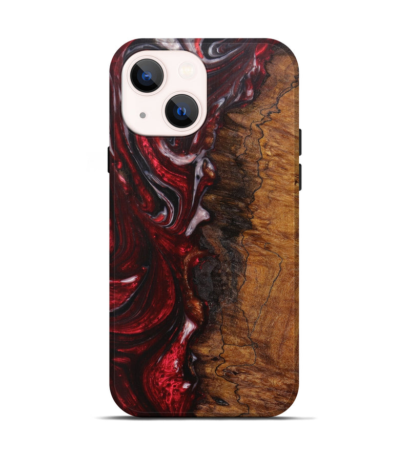 iPhone 14 Wood+Resin Live Edge Phone Case - Yaakov (Dark Red, 611144)