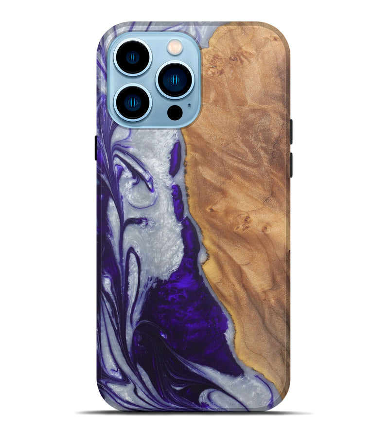 iPhone 14 Pro Max Wood+Resin Live Edge Phone Case - Linh (Purple, 592528)