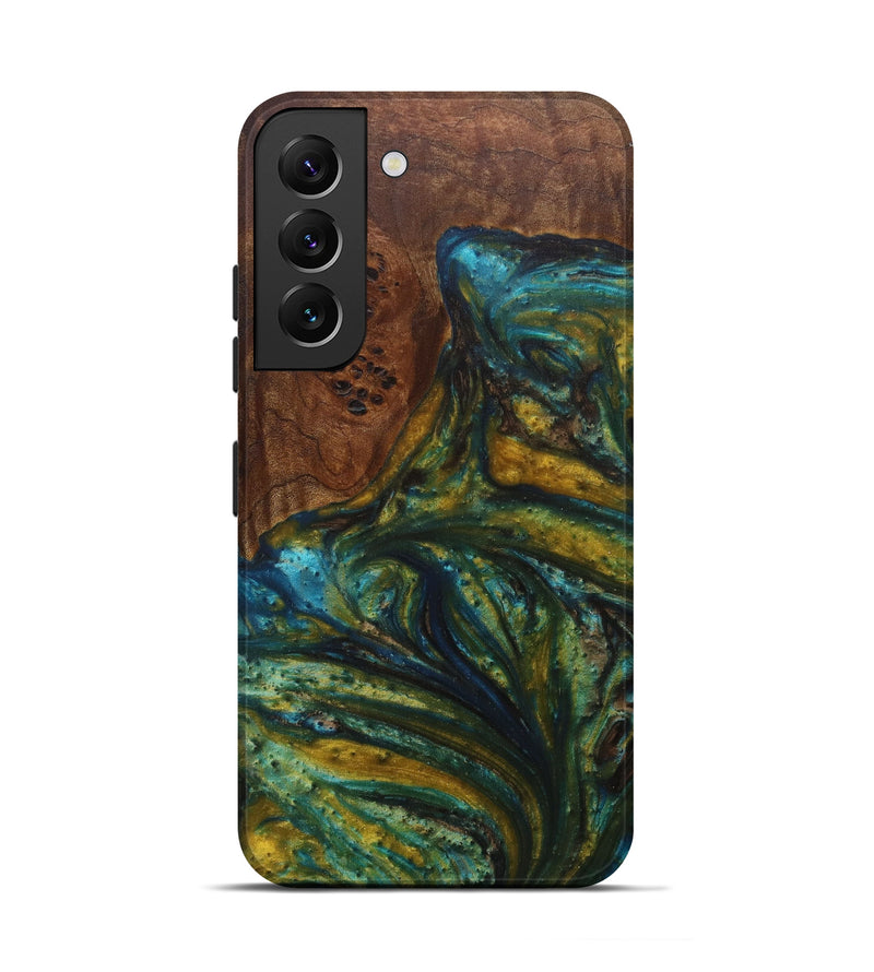 Galaxy S22 Wood+Resin Live Edge Phone Case - Yarlanda (Teal & Gold, 594792)