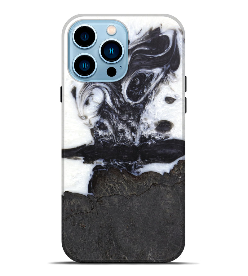 iPhone 14 Pro Max Wood+Resin Live Edge Phone Case - Vyky (Black & White, 604286)