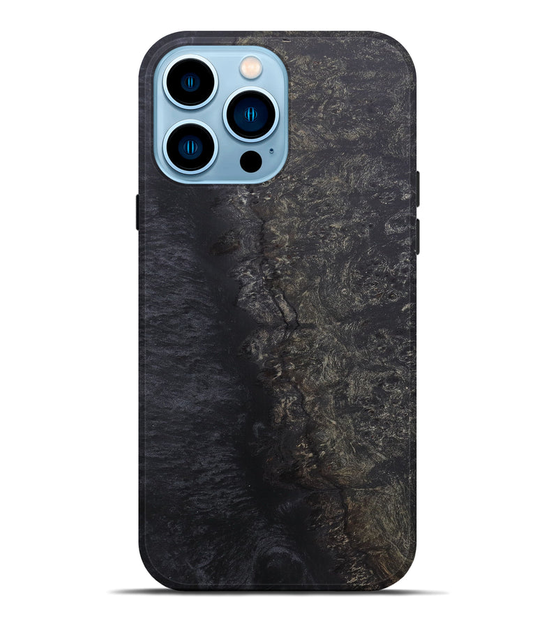 iPhone 14 Pro Max Wood+Resin Live Edge Phone Case - Emelina (Pure Black, 597341)
