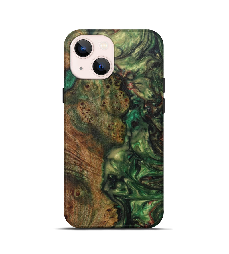 iPhone 13 mini Wood+Resin Live Edge Phone Case - Philip (Dark Green, 591406)