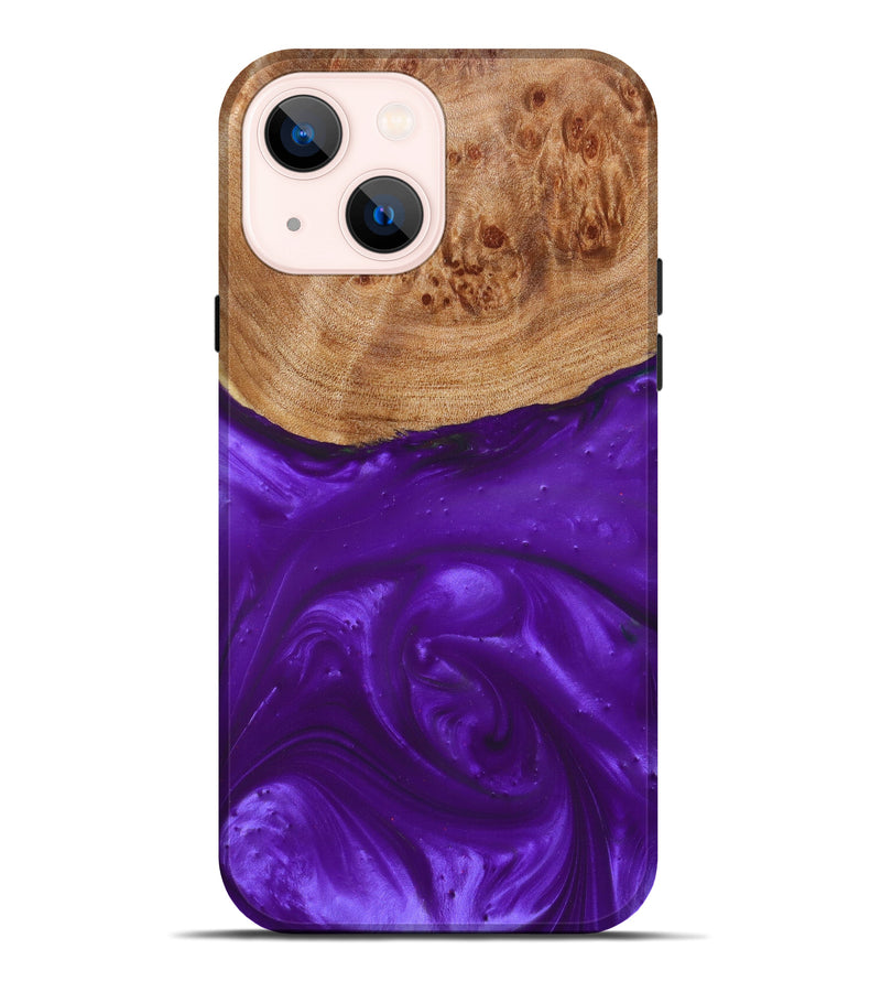 iPhone 14 Plus Wood+Resin Live Edge Phone Case - Bhagvat (Purple, 633187)