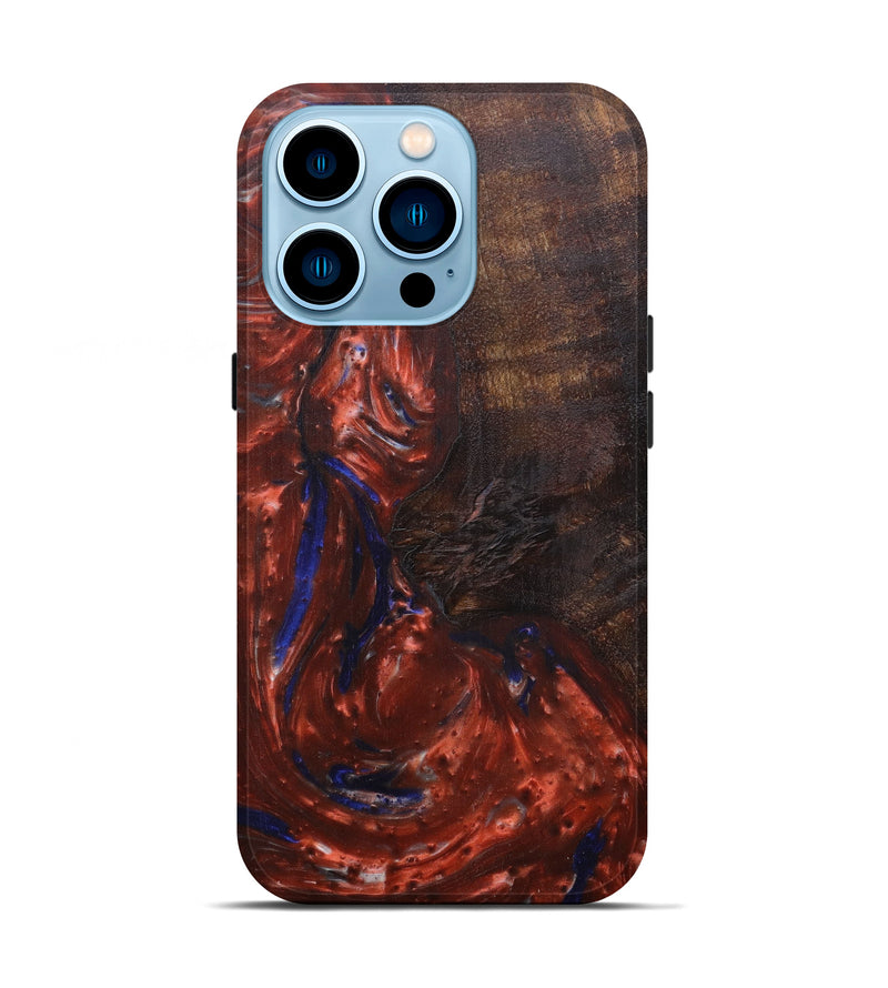 iPhone 14 Pro Wood+Resin Live Edge Phone Case - Claire (Dark Red, 593305)