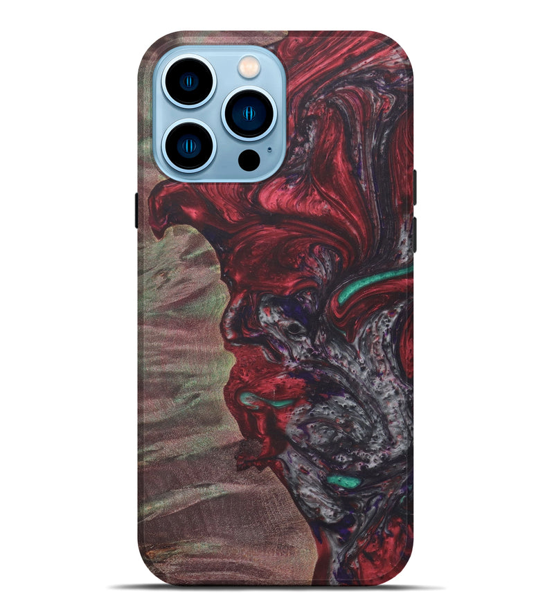 iPhone 14 Pro Max Wood+Resin Live Edge Phone Case - Nurhan (Dark Red, 579147)