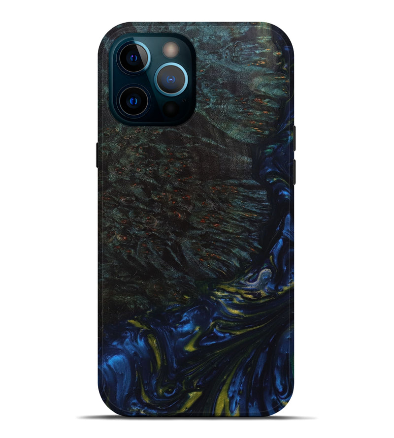 iPhone 12 Pro Max Wood+Resin Live Edge Phone Case - Joy (Blue, 638543)