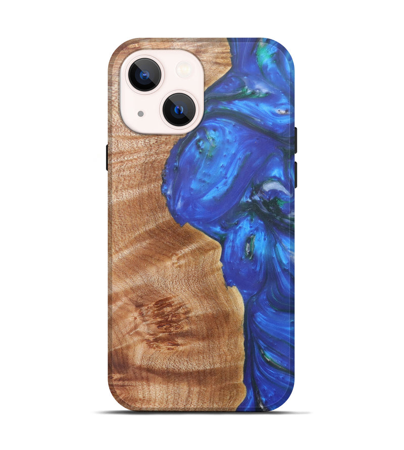 iPhone 13 Wood+Resin Live Edge Phone Case - Dell (Light Blue, 607117)