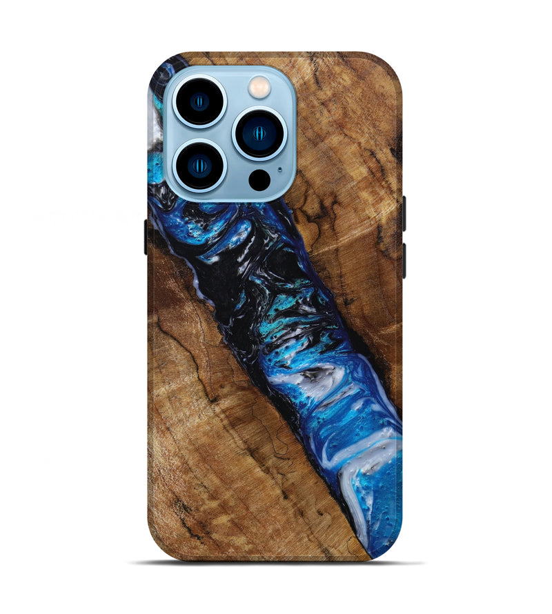 iPhone 14 Pro Wood+Resin Live Edge Phone Case - Ty (Blue, 645395)