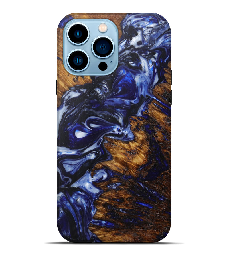 iPhone 14 Pro Max Wood+Resin Live Edge Phone Case - Huub (Dark Blue, 597371)