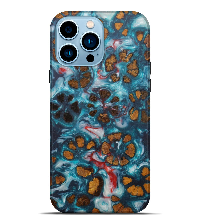 iPhone 14 Pro Max Wood+Resin Live Edge Phone Case - Shila (Light Blue, 594836)