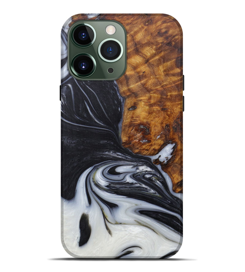 iPhone 13 Pro Max Wood+Resin Live Edge Phone Case - Serban (Black & White, 593779)