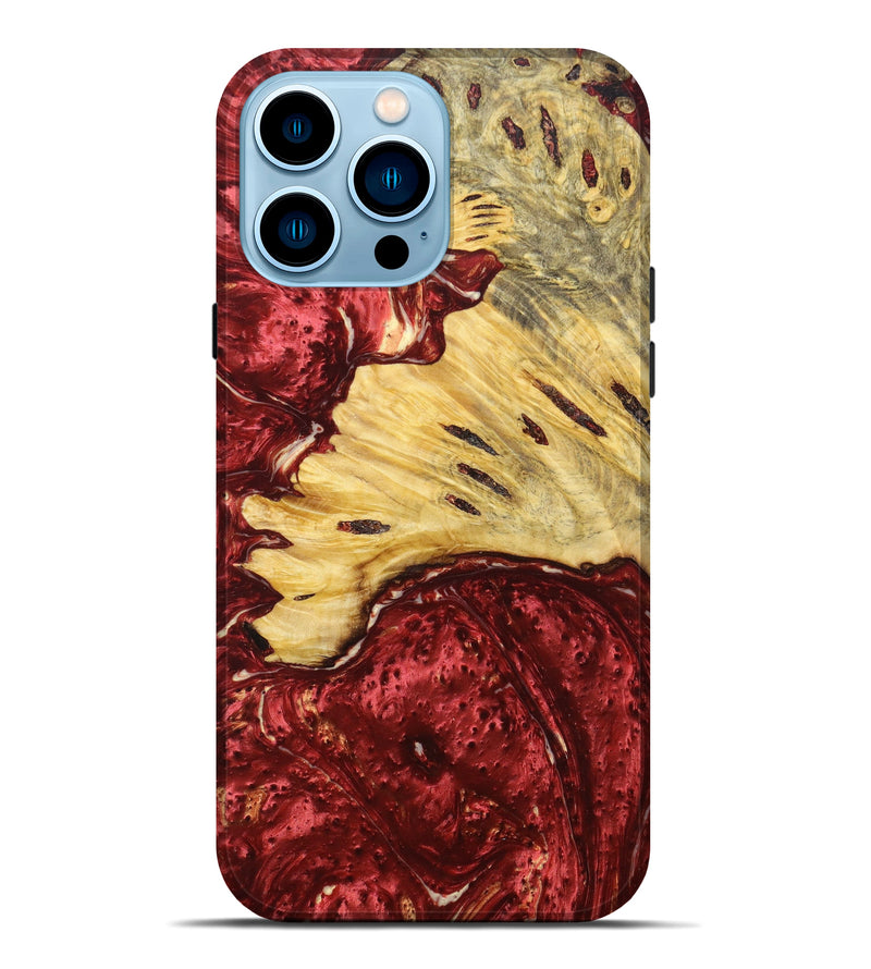 iPhone 14 Pro Max Wood+Resin Live Edge Phone Case - Bette (Red, 631481)