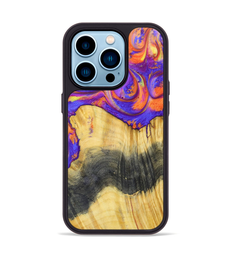 iPhone 14 Pro Wood+Resin Phone Case - Erminia (Retro, 634355)