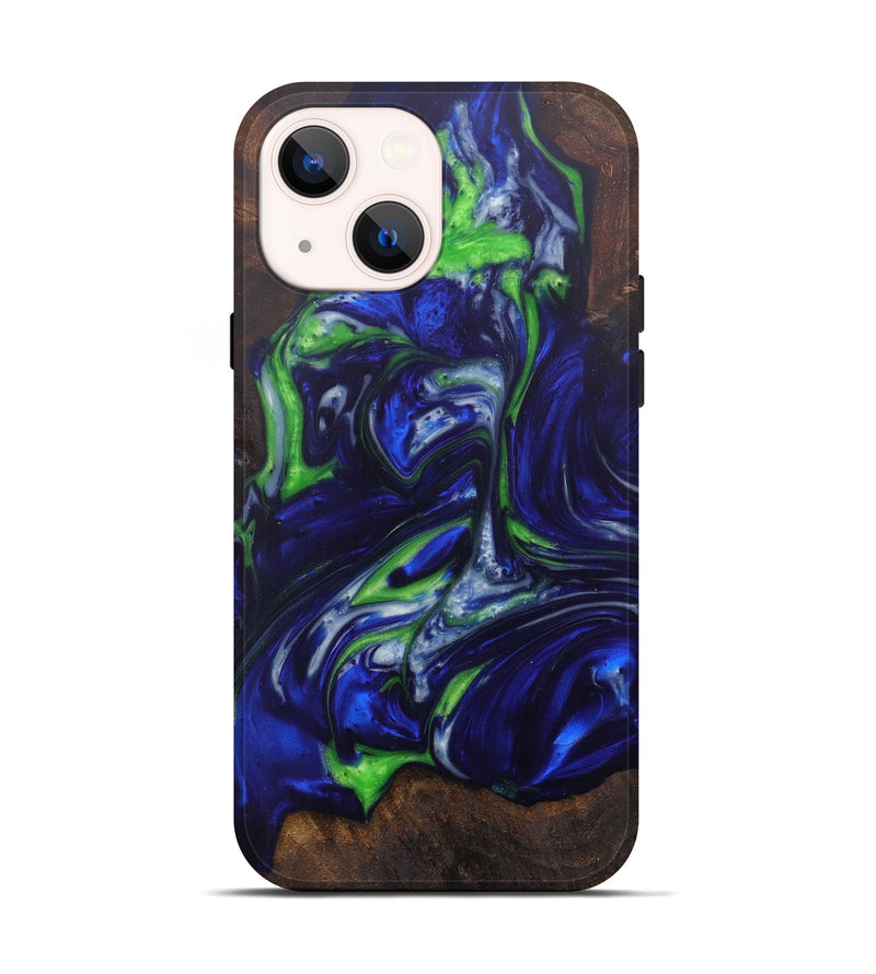 iPhone 13 Wood+Resin Live Edge Phone Case - Felicdad (Dark Blue, 598617)