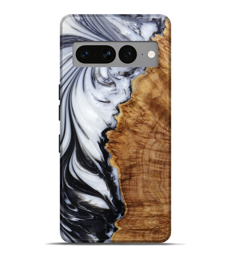Pixel 7 Pro Wood+Resin Live Edge Phone Case - Clara (Black & White, 644022)