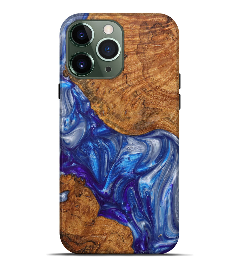 iPhone 13 Pro Max Wood+Resin Live Edge Phone Case - Stan (Blue, 628993)