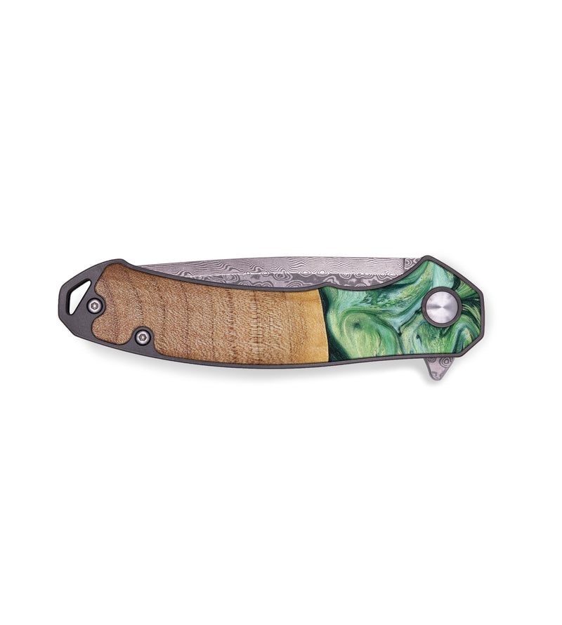 EDC Wood+Resin Pocket Knife - Kaelyn (Green, 644124)