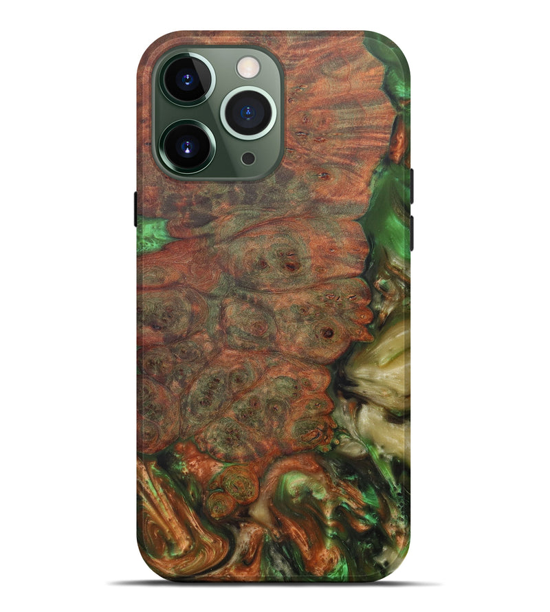 iPhone 13 Pro Max Wood+Resin Live Edge Phone Case - Stephi (Dark Green, 600153)