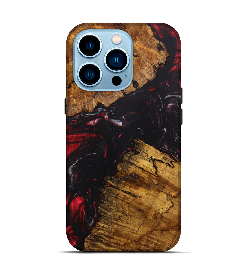 iPhone 14 Pro Wood+Resin Live Edge Phone Case - Bowie (Red, 630830)