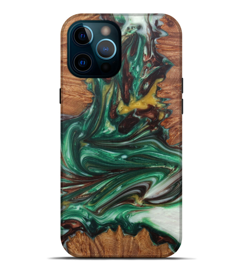 iPhone 12 Pro Max Wood+Resin Live Edge Phone Case - Cuong (Dark Green, 576807)