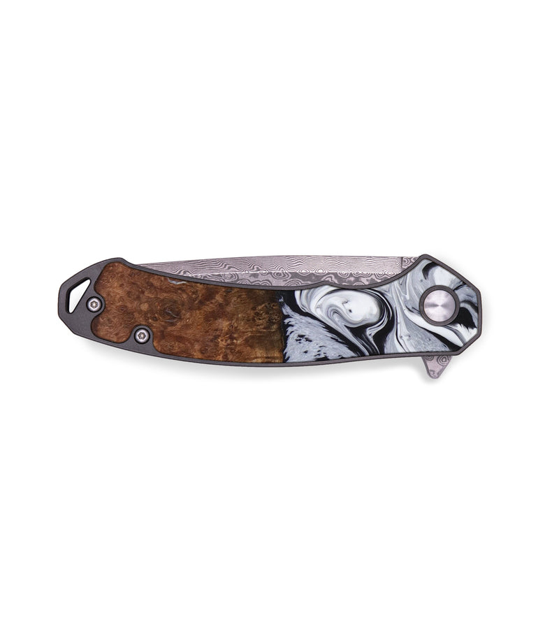 EDC Wood+Resin Pocket Knife - Olive (Black & White, 642791)