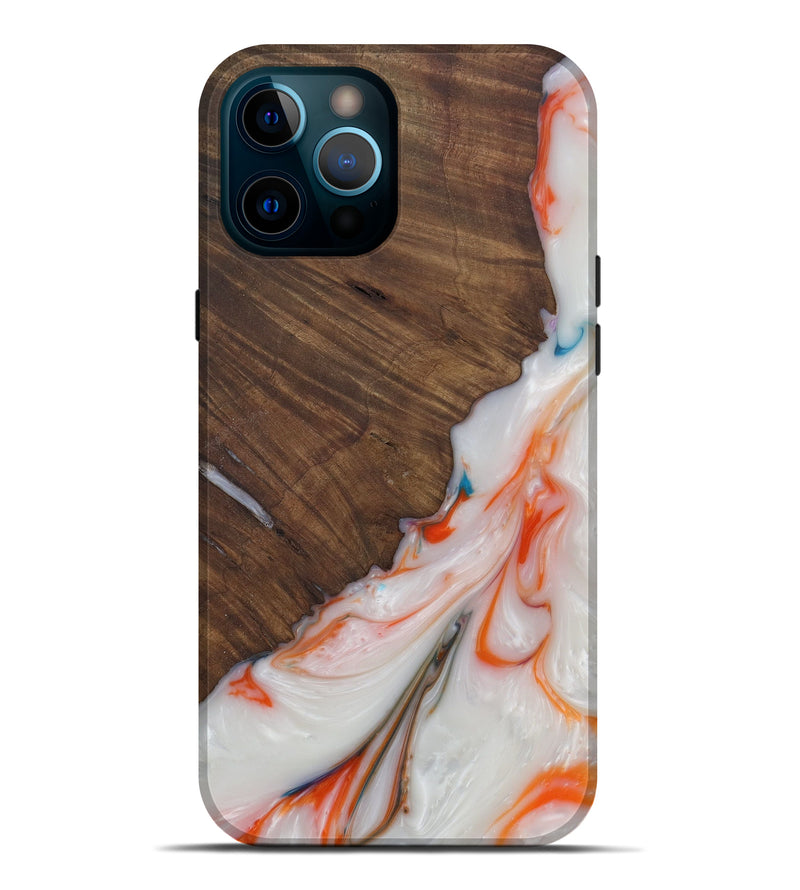 iPhone 12 Pro Max Wood+Resin Live Edge Phone Case - Larysa (Dark Red, 580081)