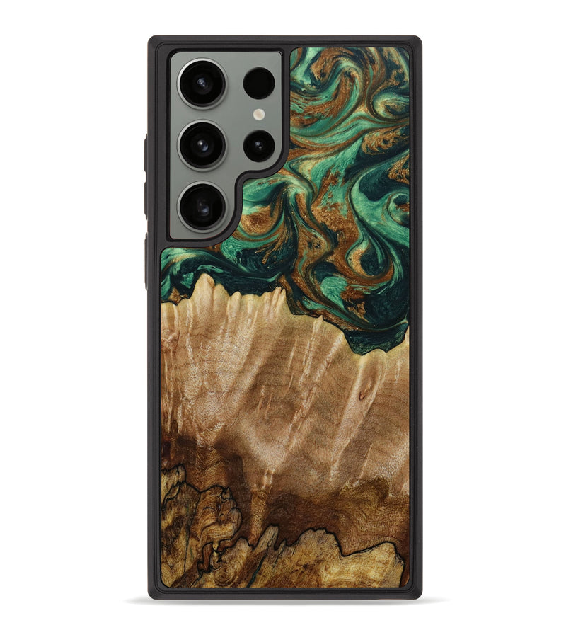 Galaxy S23 Ultra Wood+Resin Phone Case - Flora (Green, 643317)
