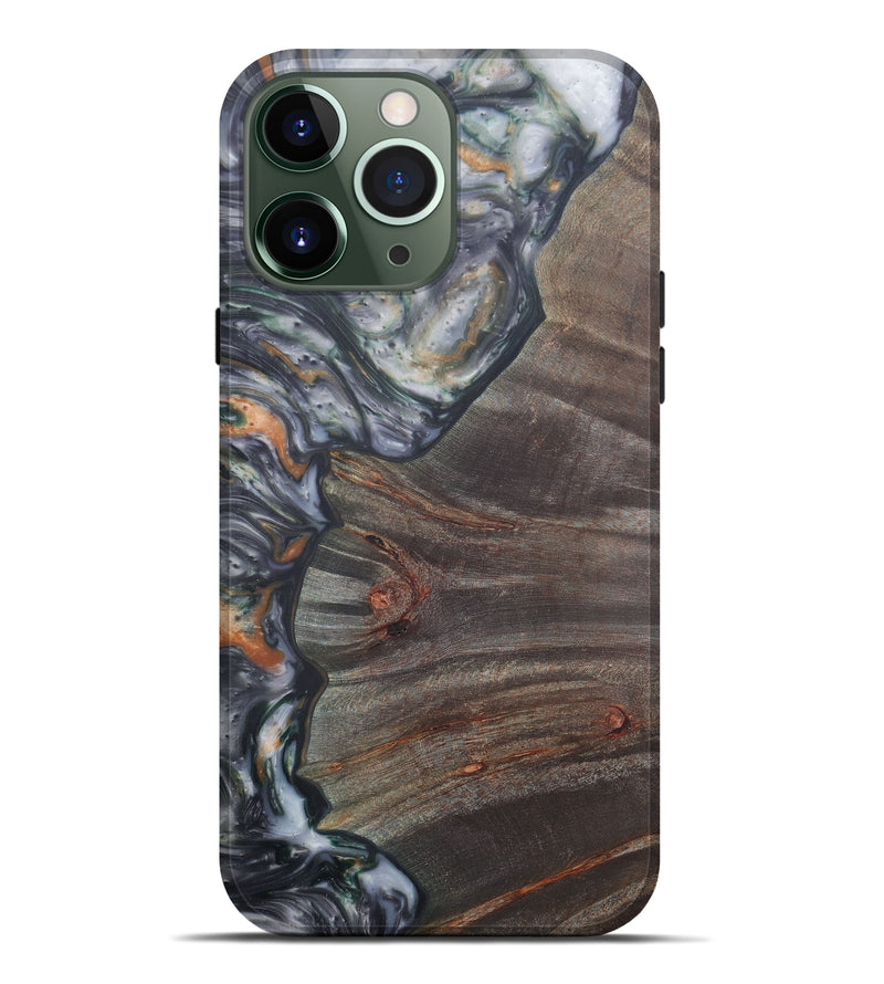 iPhone 13 Pro Max Wood+Resin Live Edge Phone Case - Mariska (Black & White, 577460)