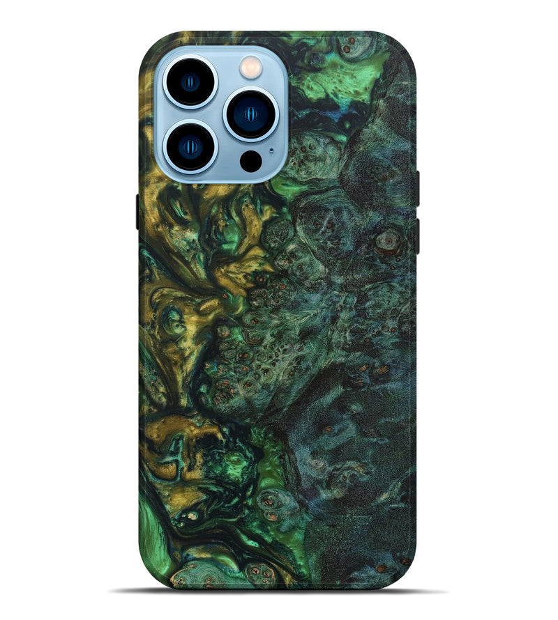 iPhone 14 Pro Max Wood+Resin Live Edge Phone Case - Raquel (Green, 631268)