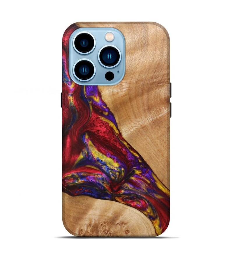 iPhone 14 Pro Wood+Resin Live Edge Phone Case - Jeffery (Dark Red, 616669)