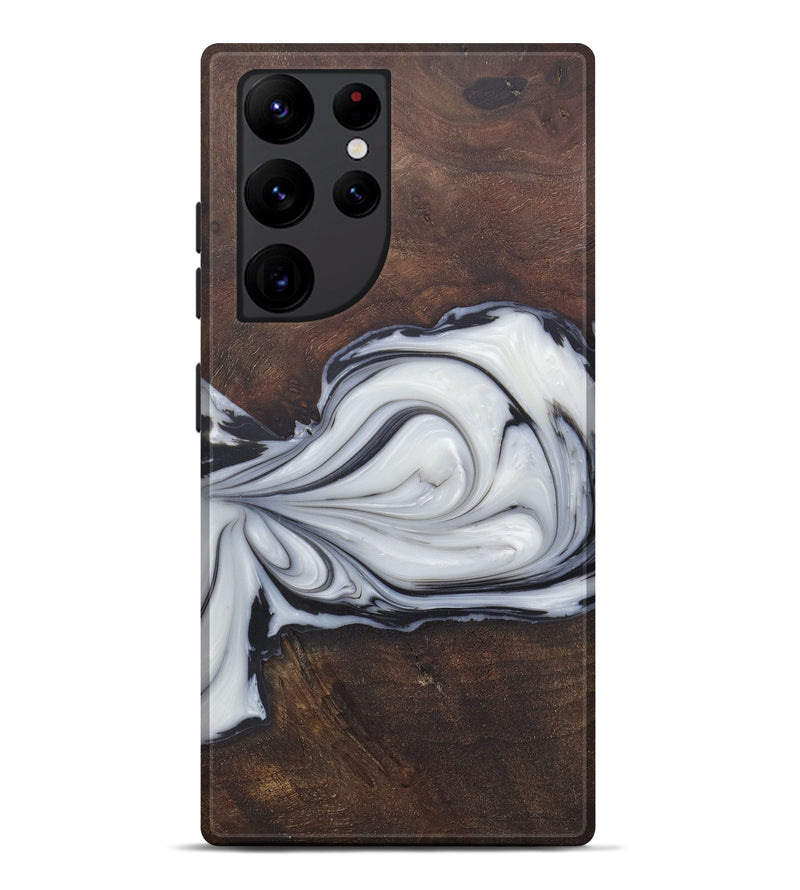Galaxy S22 Ultra Wood+Resin Live Edge Phone Case - Zilvia (Black & White, 576800)