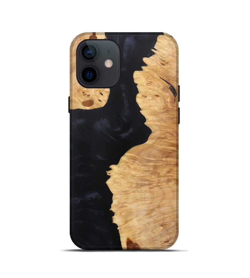 iPhone 12 mini Wood+Resin Live Edge Phone Case - Ryland (Pure Black, 613926)